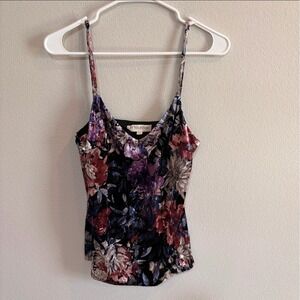 By Together Floral Camisole Top Womens Sm Purple Burgundy Whimsigoth Grunge Boho